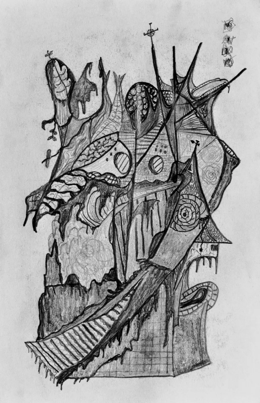 A scary haunted house after a horrible fire, as illustrated by the demon ghost.